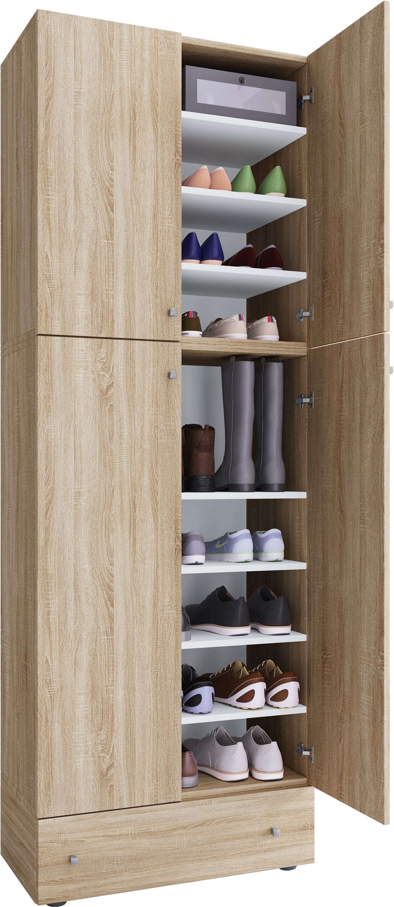 Schuhschrank VCM "XXL Schuhschrank Kleiderschrank Schrank Lona 9f A", braun (sonoma, eiche), B:70cm T:39cm, Obermaterial: 100% Holz Wood., Schränke, Schuhschrank