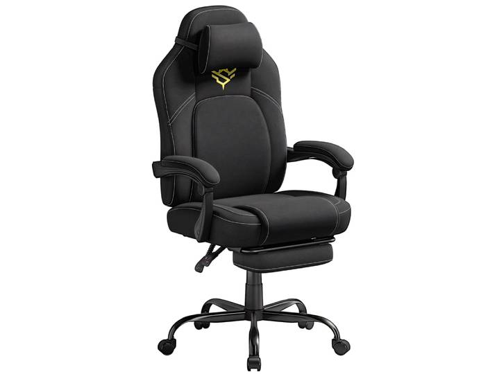 Fauteuil gaming de bureau ergonomique coton-lin noir