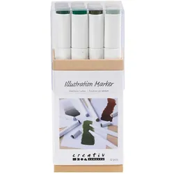 Creativ Company, Marker, Kalligraphiemarker 1+ 8 mm, 12 Stück, Naturfarben (12x)