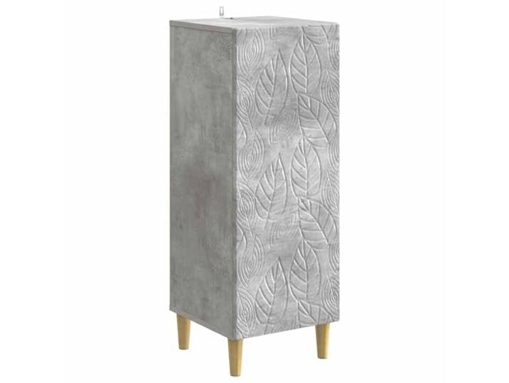 PUGYNBK Sideboard, Grau, Beton, 33 x 34,5 x 90 cm, Holz Massives Eukalyptus-Beine, 90°-Scharniertüren, rechteckiges Design für Wohnzimmer oder Esszimmer