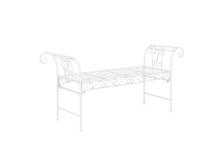 [en.casa] Gartenbank Cossila 70x147x46 cm Metallbank 200 kg Weiß