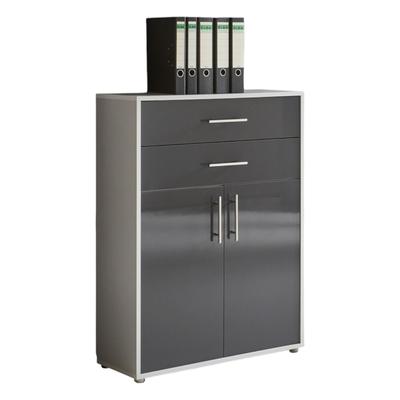 moebel-dich-auf Aktenschrank TABOR in lichtgrau / anthrazit Hochglanz mit zusätzlichen Schubkästen, Büroschrank, (BxHxT) 84,4x113,6x33 cm