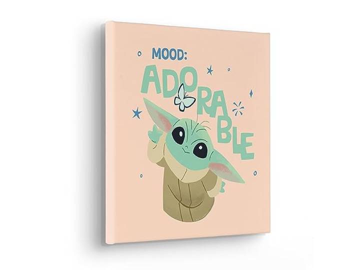 Komar Komar Keilrahmenbild - The Mandalorian Little Grogu Adorable - Größe 30 x 30 cm - Kinderzimmerbild, Wandbild, Kinderzimmer