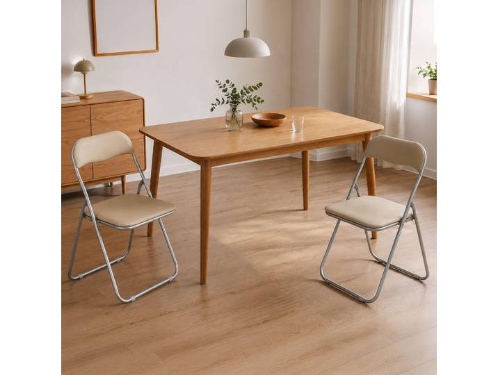 Antenore - Chaise pliante\, beige\, 2 chaises
