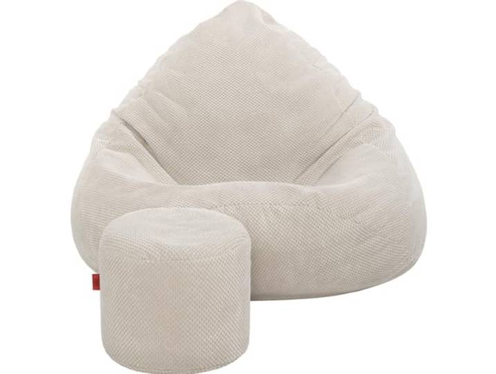 Slevobox Sitzsack mit Hocker Beige 80x80x110 cm - Sitzsack Erwachsene mit Füllung - Schlafzimmer und Wohnzimmer Möbel - Samt Indoor Sitzsäcke - Bean Bag - Lounge Sessel