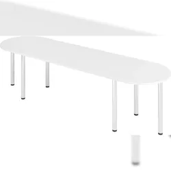 bümö Konferenztisch oval 280x80 cm großer Besprechungstisch in weiß, Besprechungstisch mit Chromfüßen, Meetingtisch für 8 Personen, Tisch für
