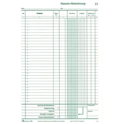 RNK Formularbuch Kassenbuch A4 2x50 Blatt nummeriert
