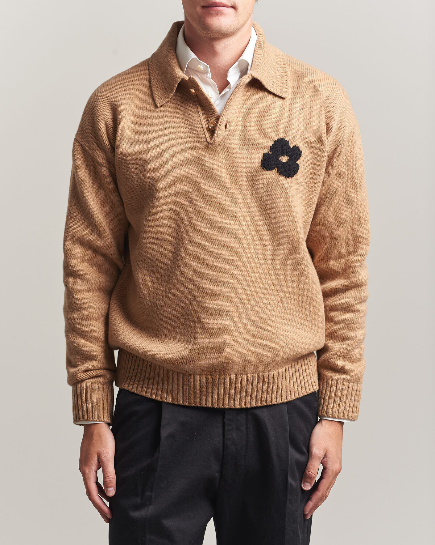 Lardini Knitted Wool/Cashmere Polo Brown men M Brun