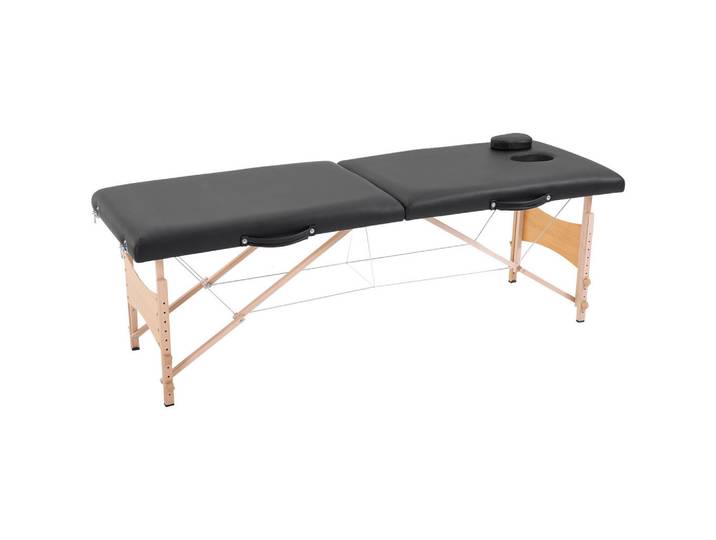 Homcom Massageliege Mobiler Massagetisch Höhenverstellbar Kosmetik Bank Holz Schwarz, Kunststoff, 60x58x186 cm, Freizeit & Co, Wellness & Gesundheit, Massagegeräte