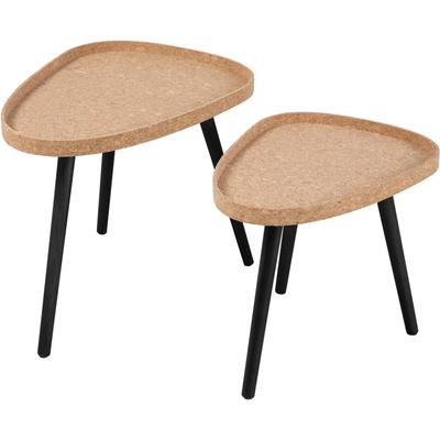 Beistelltisch MÖBILIA, beige (natur, schwarz, natur), B:50cm H:44cm T:40cm, MDF mit Kork, Beine Pinie, Tische, Beistelltisch, Tischplatte aus Kork