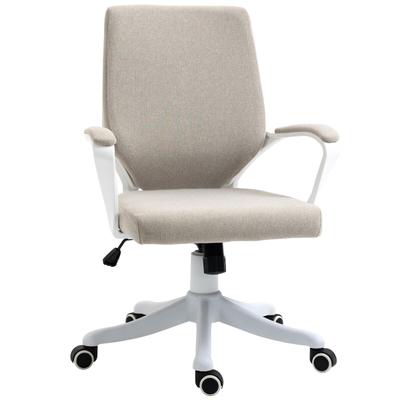Vinsetto Drehbarer Schreibtischstuhl, kippbarer Bürostuhl mit Armlehnen und höhenverstellbar, 62x69x92–100 cm, Beige