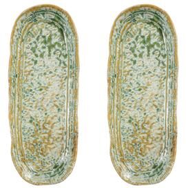 Storied Home Stoneware Platter with Reactive Crackle Glaze