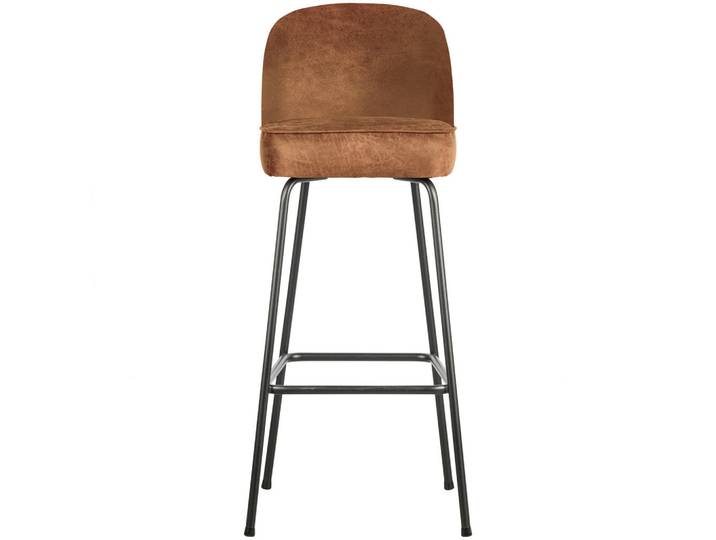 Livetastic Barhocker Vogue, Schwarz, Cognac, Metall, Fell, Lederoptik, Rundrohr, 50x103x55 cm, Esszimmer, Barmöbel, Barhocker