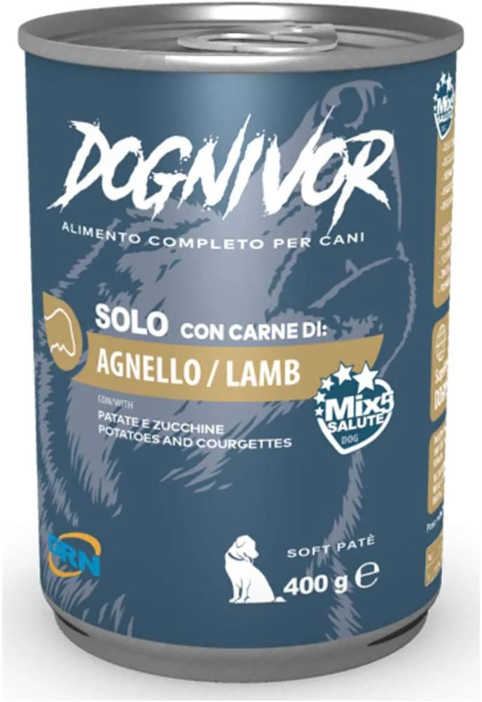 Kit Risparmio 12x400G Dognivor Dog Lattina AGNELLO CON PATATE E ZUCCHINE