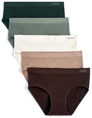 Plus Size Women's 5 Pair Women's Seamless Ribbed No-Show Tag-Free Briefs by MeMoi in Green Multi (Size 3X)