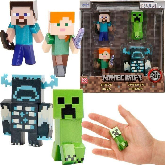 Smoby Minecraft Metal Figurine Set Steve Alex Creeper Warden 6 cm