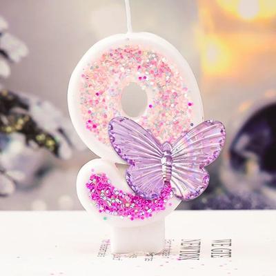 Uplift Treasures Purple Butterfly Number Birthday Candle For Princess Cake 9