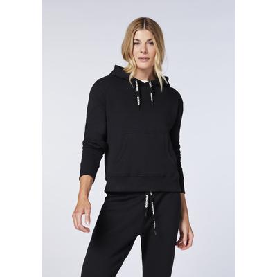 Kapuzensweatshirt CHIEMSEE, Damen, Gr. XS (32), schwarz (schwarz beauty), 60% Baumwolle. 40% Polyester, ohne Ausschnitt, Sweatshirts