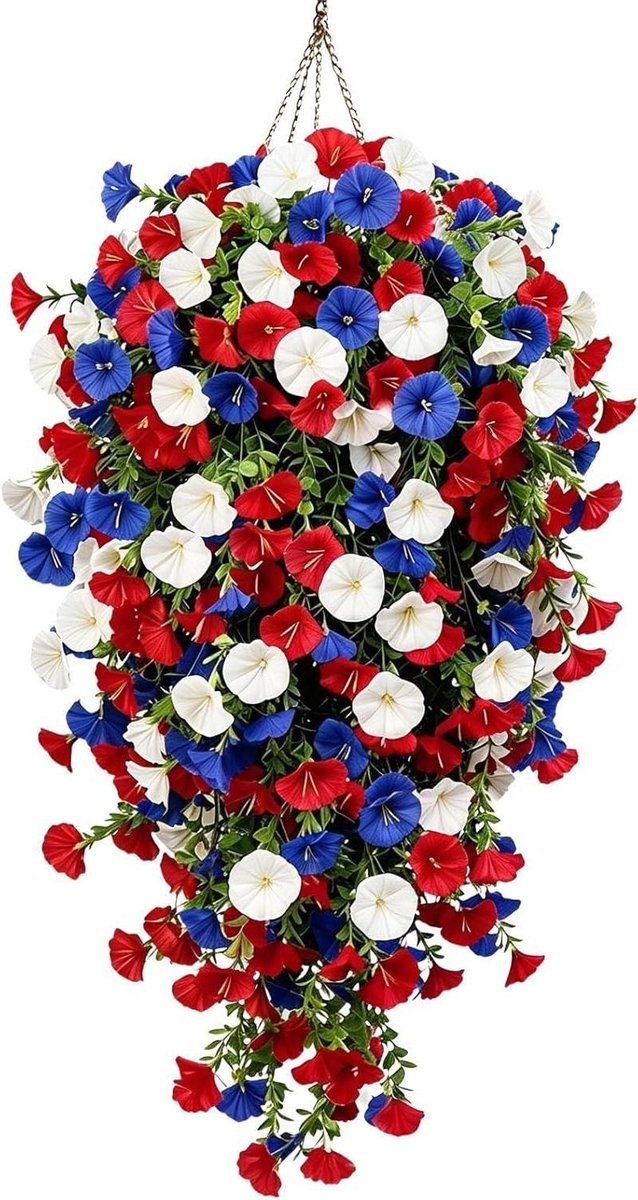 Vier Juli Bloemen Kunstbloemen Decoratie Rood Wit Blauw 20x20x20 cm