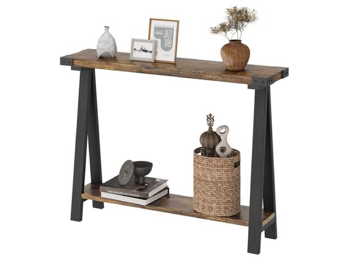 LuxFocus Schmaler Konsolentisch 110x21x80 cm mit Ablage Rustikaler Beistelltisch mit schmalem Design bietet praktische Ablagefläche für Flur, Diele und Wohnzimmer