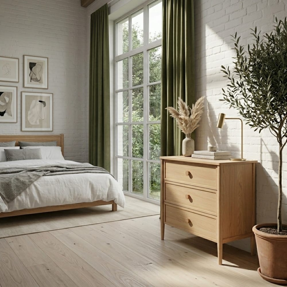 WOODEK Commode en chêne et placage de chêne Beige 45x80x80cm