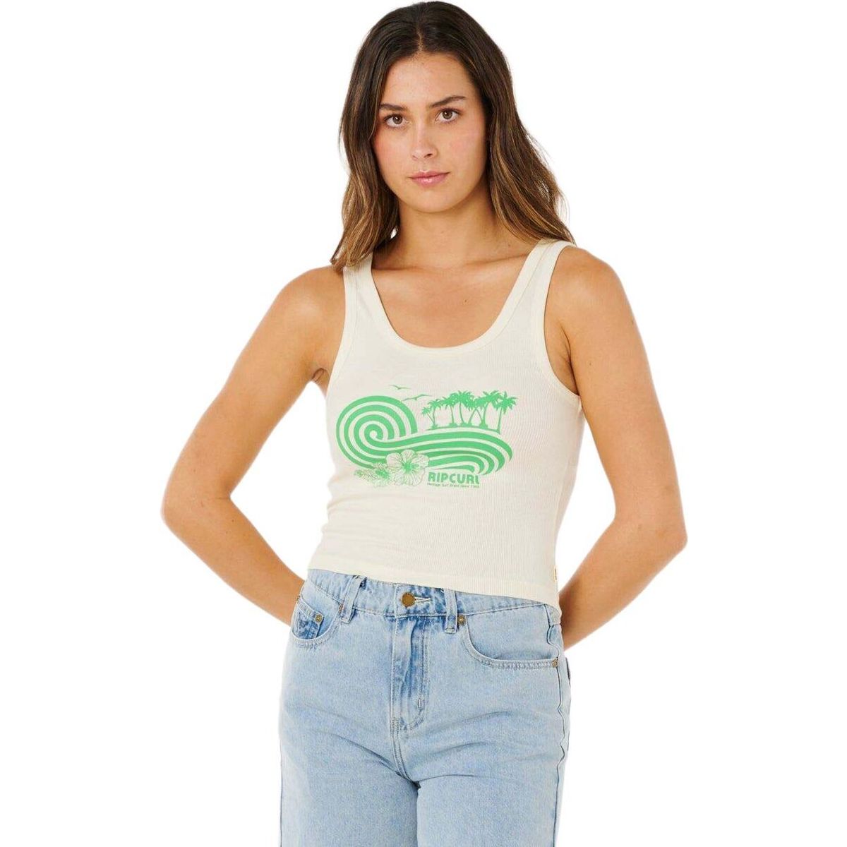 RipCurl Ocean Break RIB Tank bone (3021) XS 0MAWTE-3021-XS