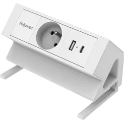 Fellowes, Steckdosenleiste, Power Desk 2 Type E (FR BE PL) - White (2x, CEE 7/3)