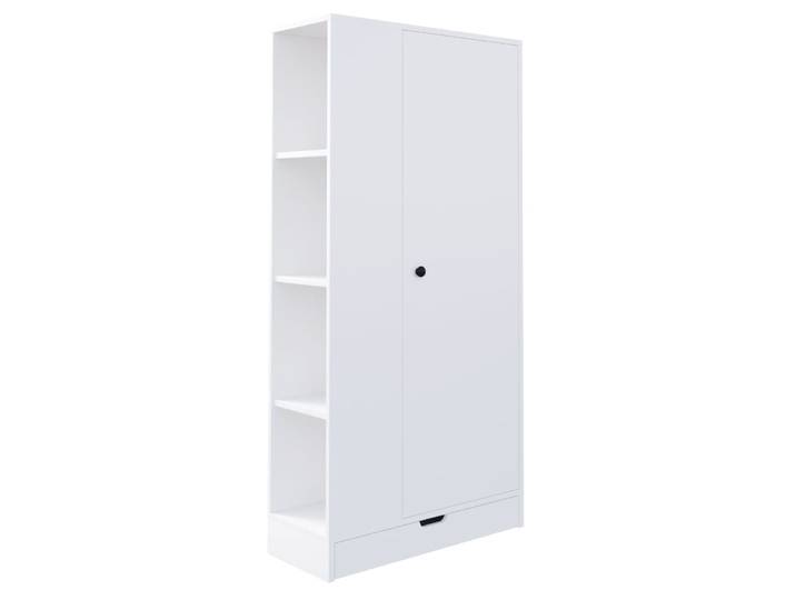 Armoire 1 porte avec étagères et tiroir, 70x40x170 cm, blanche