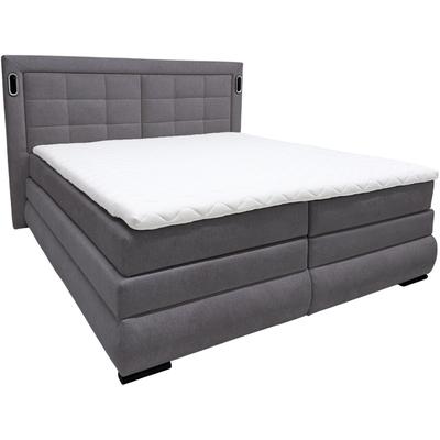 Boxspringbett OTTO HOME "MIVVA mit Bettkasten, mit Taschenfederkernmatratze H3, H3/H4 mix, H4", anthrazit, B:204cm L:215cm, Komplettbetten, Boxspringbett, mit Kaltschaum- oder Visco-Topper (bei H4), Komfortliegehöhe 67cm