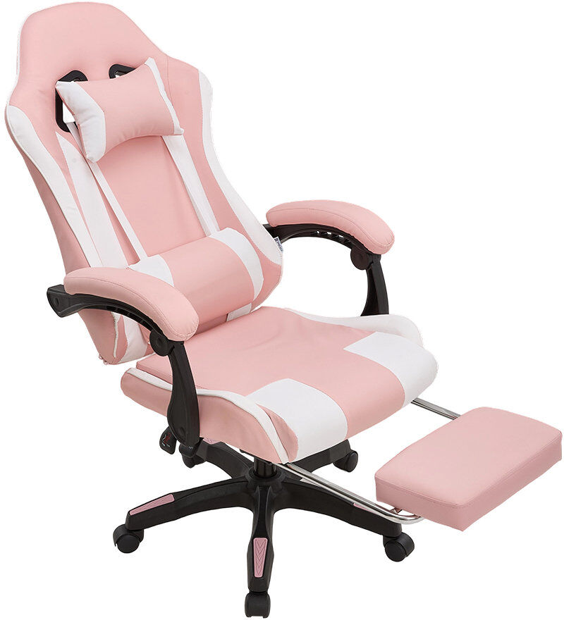 Inbox Zero Adjustable Reclining Ergonomic Swiveling Game Chair with Footrest Pink/Black 135cm H X 56cm W X 61cm D