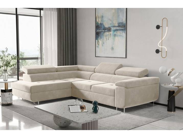 Kaiser Möbel Ecksofa mit schlaffunktion und bettkasten Eckcouch ATOM verschiedene Farben, Ecksofa
