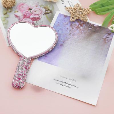 Fusion Finds Sparkling Heart Shaped Handheld Makeup Mirror For Travel Rhinestone Vanity Beauty Accessory b