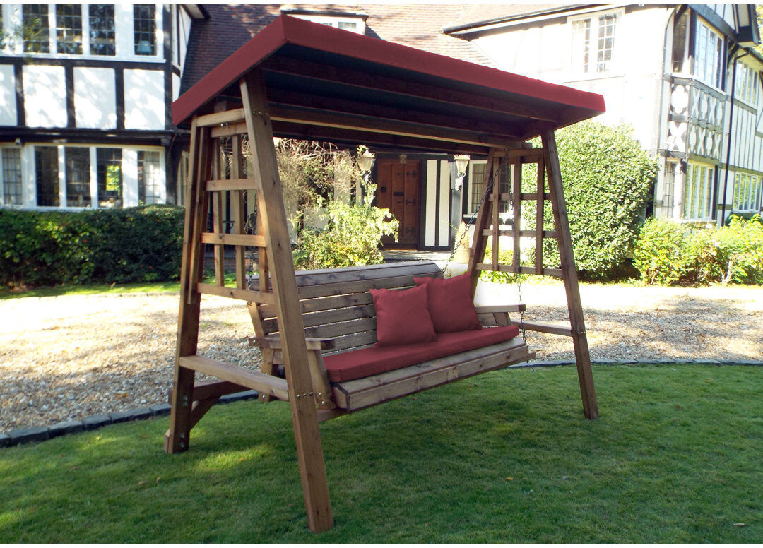 Union Rustic Galloway Porch Swing with Canopy Burgundy 196 H x 225 W x 124cm D
