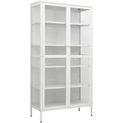 vidaXL Vitrine Weiß 90x40x180 cm Stahl und Gehärtetes Glas