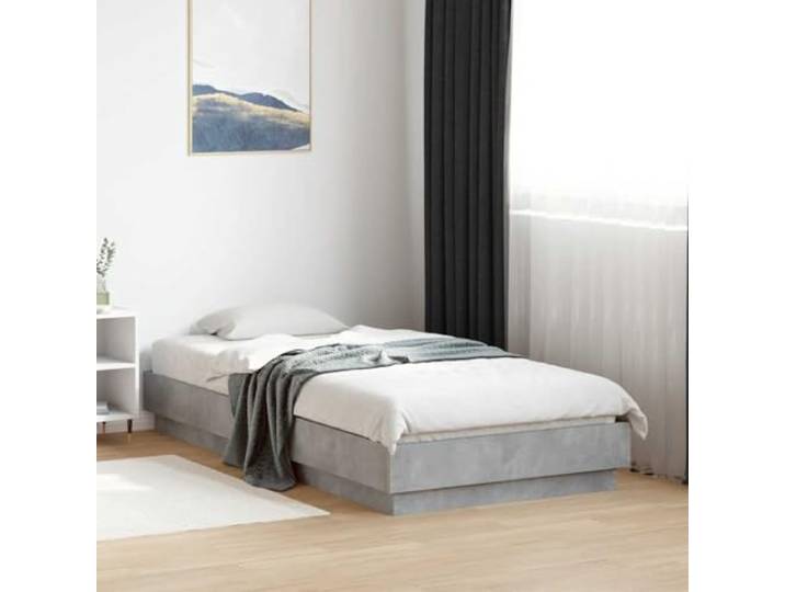 YUOTYRKTEJRSG Holzwerkstoff Stabilität Feuchtigkeitsbeständig Schlafzimmer Bettgestell Betongrau 90x190 cm Holzwerkstoff Stabiler Lattenrost Rahmen Schlafzimmer Möbel Ohne Matratze