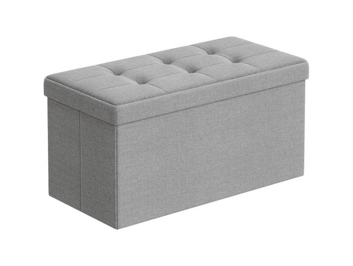 Sitzbox, Grau, 76x38x38 cm, faltbar, Wohnzimmer, Sessel, Hocker & Hockerbänke, Sitzwürfel