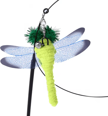 Inspire Curations FeatherChase Suction Cup Bird Teaser Wand Cat Toy dragonfly