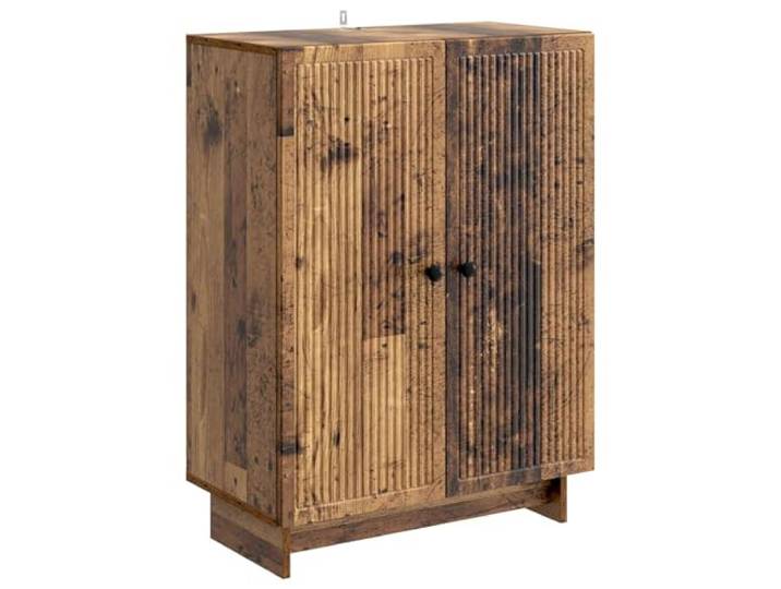 Sideboard Altholz 66 x 34,5 x 90 cm Holzwerkstoff mit Türen und Regalböden Vintage Design, 90°-Schwingtüren, Metallknöpfe, Regalböden, Wohnzimmer oder Esszimmer