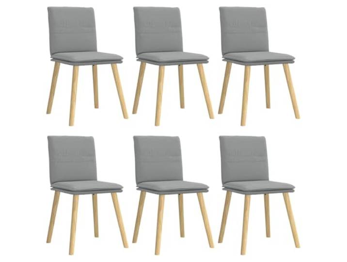 KDVXBCQJH 6er Set Esszimmerstühle Hellgrau Polsterstuhl mit Holzbeinen Bequeme Polsterstühle im 6er-Set für Esszimmer und Küche mit atmungsaktivem Stoffbezug und stabiler Holz-Metall-Basis.
