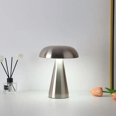 Uplift Treasures Classic Mushroom Iron Art Table Lamp silver