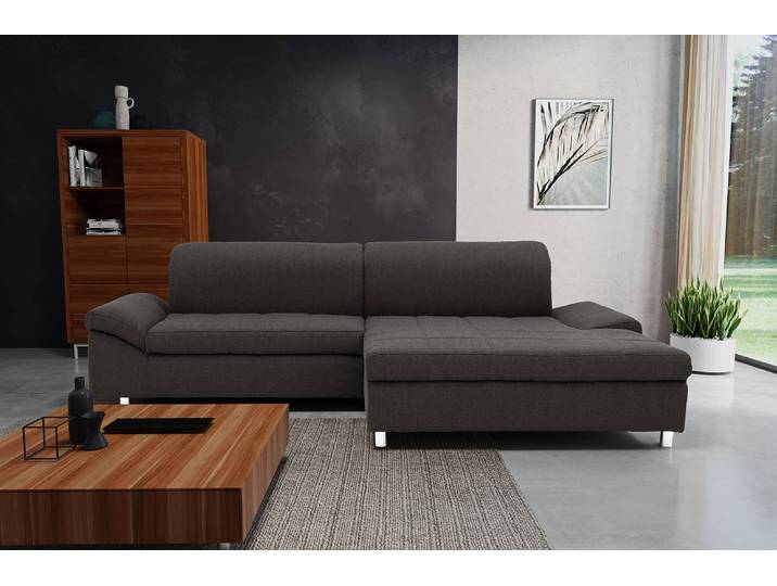 Ecksofa Altomna mit Longchair Grau Webstoff Cody 260 x 80 x 178cm Longchair davorstehend links Modern