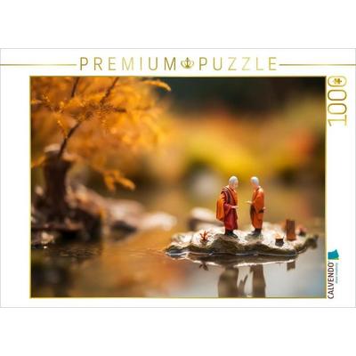 CALVENDO Puzzle Miniatur Mönche in Thailand auf einer Insel | 1000 Teile Lege-Größe 64x48cm Foto-Puzzle für glückliche Stunden