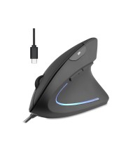 Perixx Vertikale Ergonomie-Maus USB-C schwarz Rechtshänder Ergonomisches Design Maus für Förderung einer natürliche Handposition während der Nutzung um das Verdrehen des Unterarms zu verhindern und Verletzungen durch Muskelbelastung wiederholte Belastung (PERIMICE-513 C)
