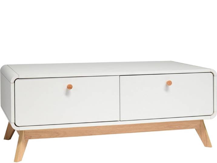 loft24 Lowboard Caitlin, TV-Schrank, 2 Schubladen, MDF, Skandinavisches Design