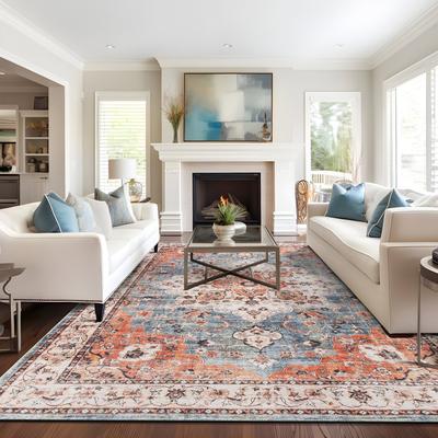 World Rug Gallery Traditional Distressed Washable Non-Slip Area Rug