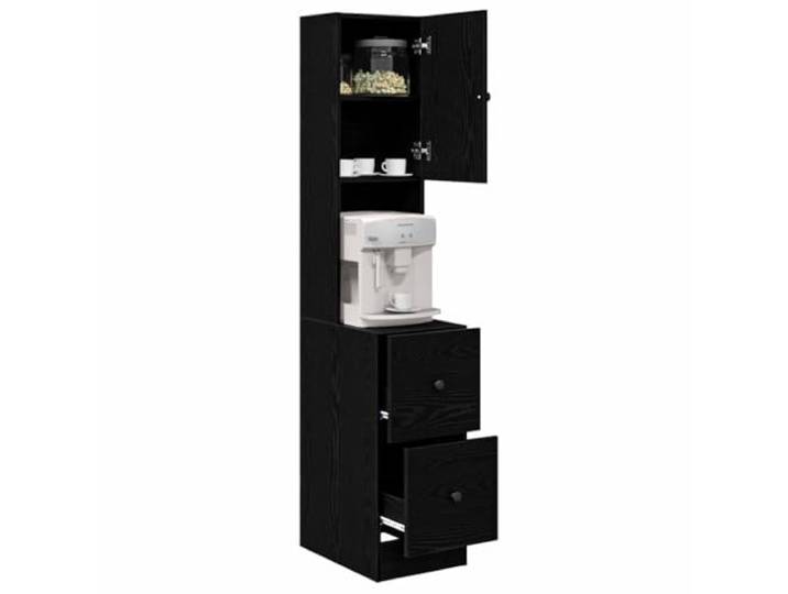 vidaXL Küchenbuffet mit Regal Schwarz Eichen-Optik 32 x 50 x 180 cm, Großer Stauraum, moderner rechteckiger Küchenbuffet, schicker Esszimmer-Organizer, platzsparendes Möbel