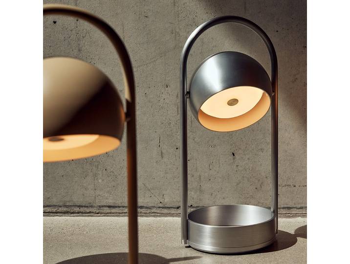 Ball Portable LED-Akku-Tischleuchte, sandgrau - FRANDSEN - Wohnzimmer - Metall - Einflammig