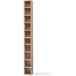 En.Casa, Regal, CD Regal Tynset 187x20x17 cm mit 10 Fächern Sonoma-Eichenoptik (20 x 17 x 187 cm)