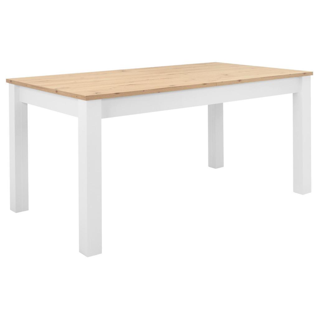 P & B Esstisch , Weiss, Eichefarben , Holzwerkstoff , rechteckig , eckig , 90x75x160 cm , ausziehbar , Esszimmer, Esstische, Esstische ausziehbar