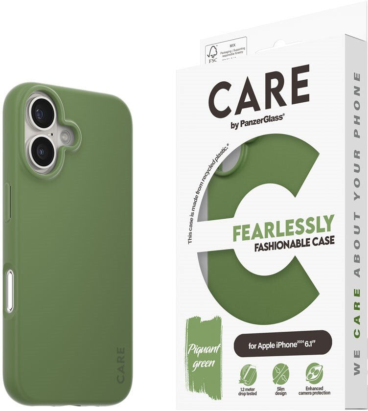 CARE by PanzerGlass iPhone 16 FASHION Fearlessly Fashionable Cover - Piquant Green
